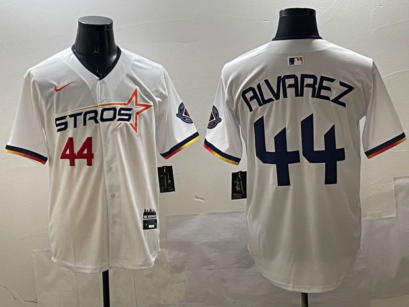 Men Houston Astros #44 Alvarez Cream Three generations Joint Name 2025 Nike MLB Jersey style 4